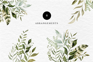 Watercolor Greenery Foliage Clipart