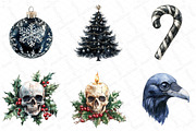 Watercolor Gothic Christmas Clipart, an Illustration by DreamPrint404 (Thumbnail 7 of 7)