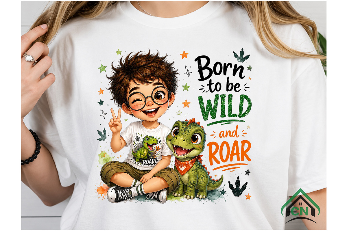 Cute Boy Born to Roar Wildly PNG, a Seasonal Illustration by Craft Nest (Photo 4 of 6)