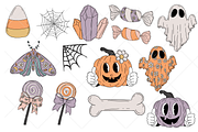 Groovy Pastel Halloween Clipart, a Graphic by Murphy & Frank (Thumbnail 2 of 9)