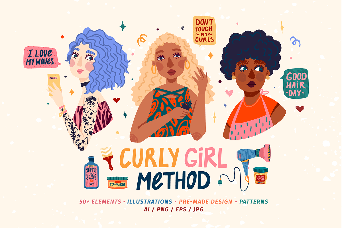 Curly Girl Method illustrations, an Illustration by Uniyok (Photo 1 of 10)