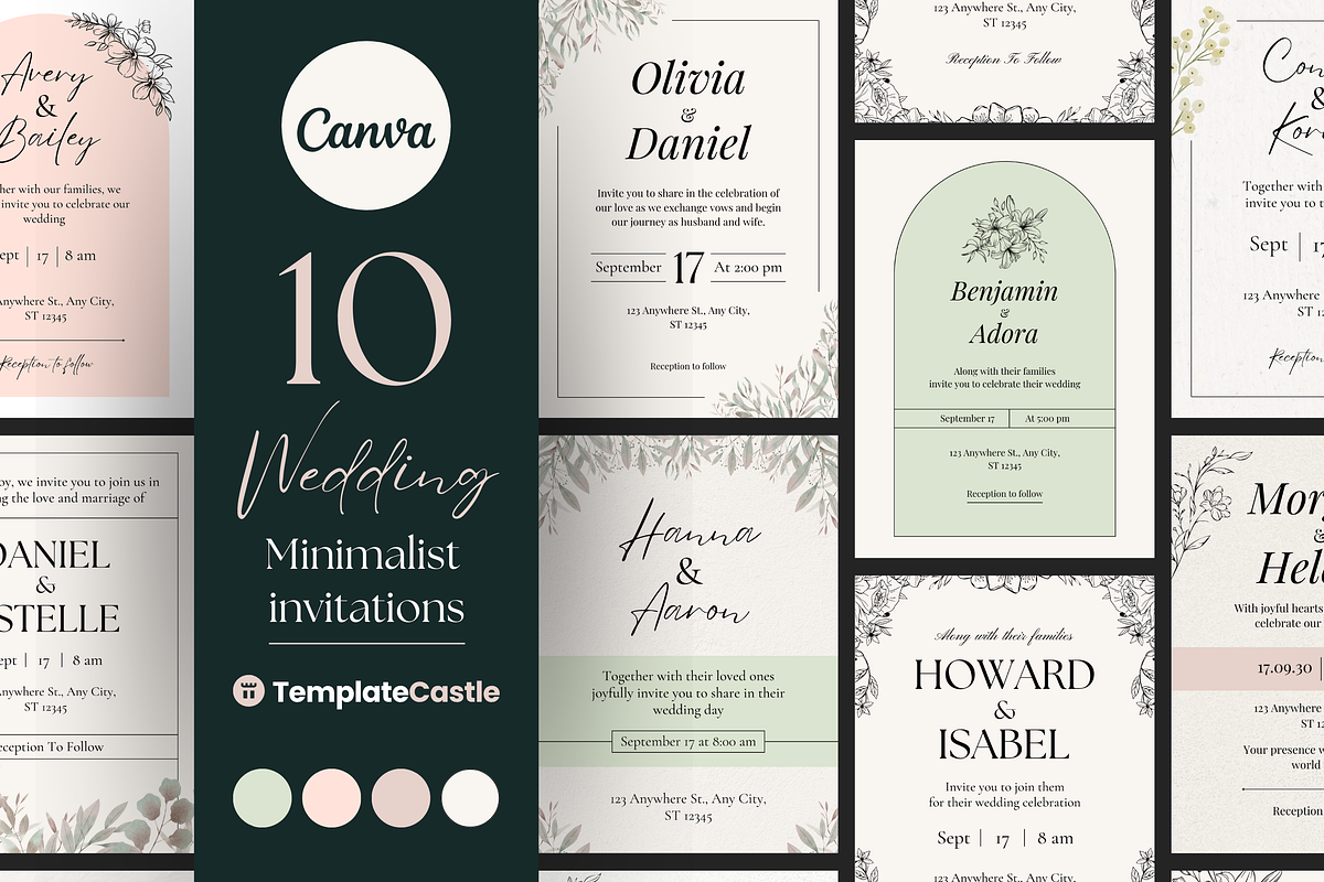 10 Wedding Invitation Templates, a Templates & Theme by TemplateCastleStore (Photo 1 of 9)