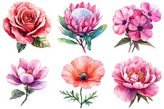 Watercolor Pink Flowers Clipart, an Illustration by Craft Nest (Thumbnail 6 of 7)