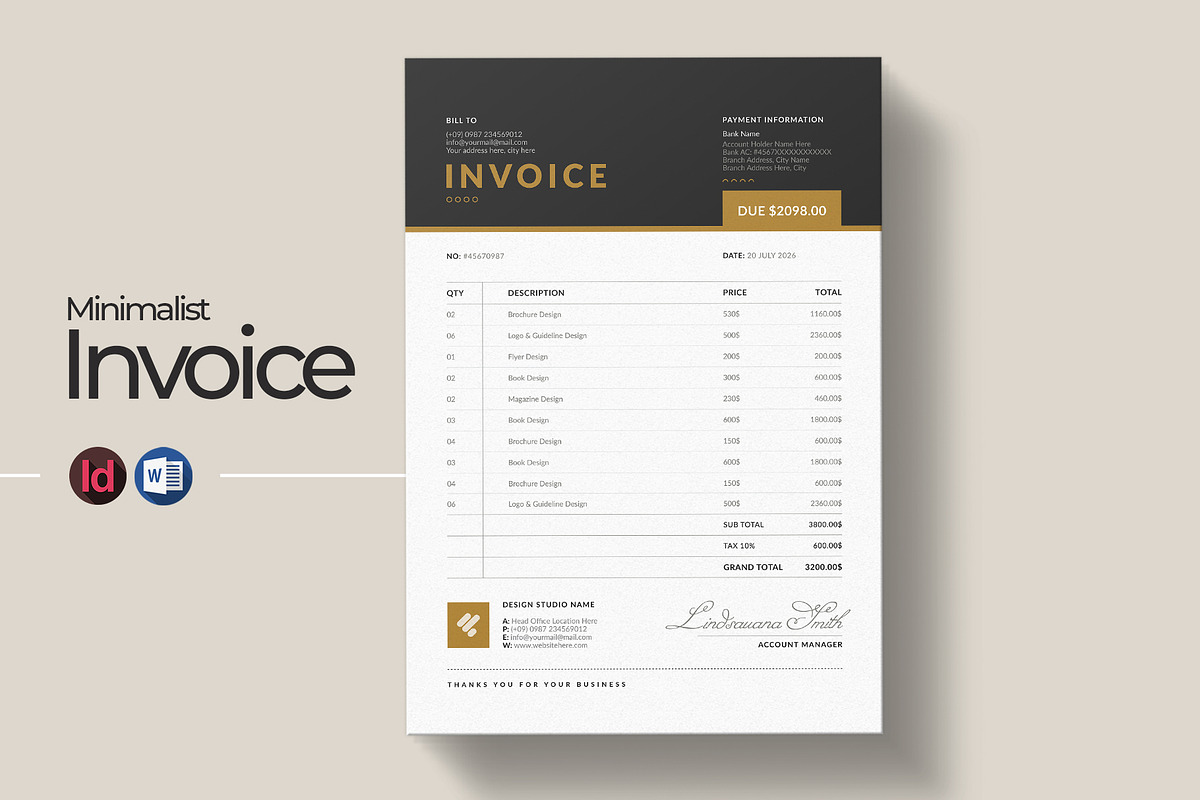 Business Invoice Template | Word, a Stationery Template by HiveArts (Photo 1 of 2)