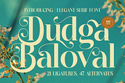 Dudga Baloval Elegant Serif Font, a Serif Font by timelesstype.co (Thumbnail 1 of 20)