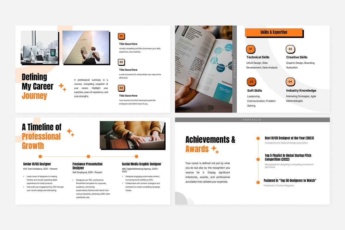 Orange Modern CV Portfolio Template, a Presentation Template by Eklip Studio (Photo 5 of 6)