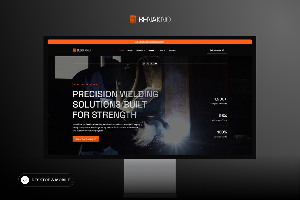 Benakno - Welding Services Elementor, a WordPress Template by SLAB! Design (Photo 3 of 5)