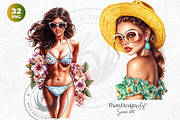 Dreamy Summer girls Clipart Set, a Person Illustration by ThatsDesignArt (Thumbnail 6 of 10)
