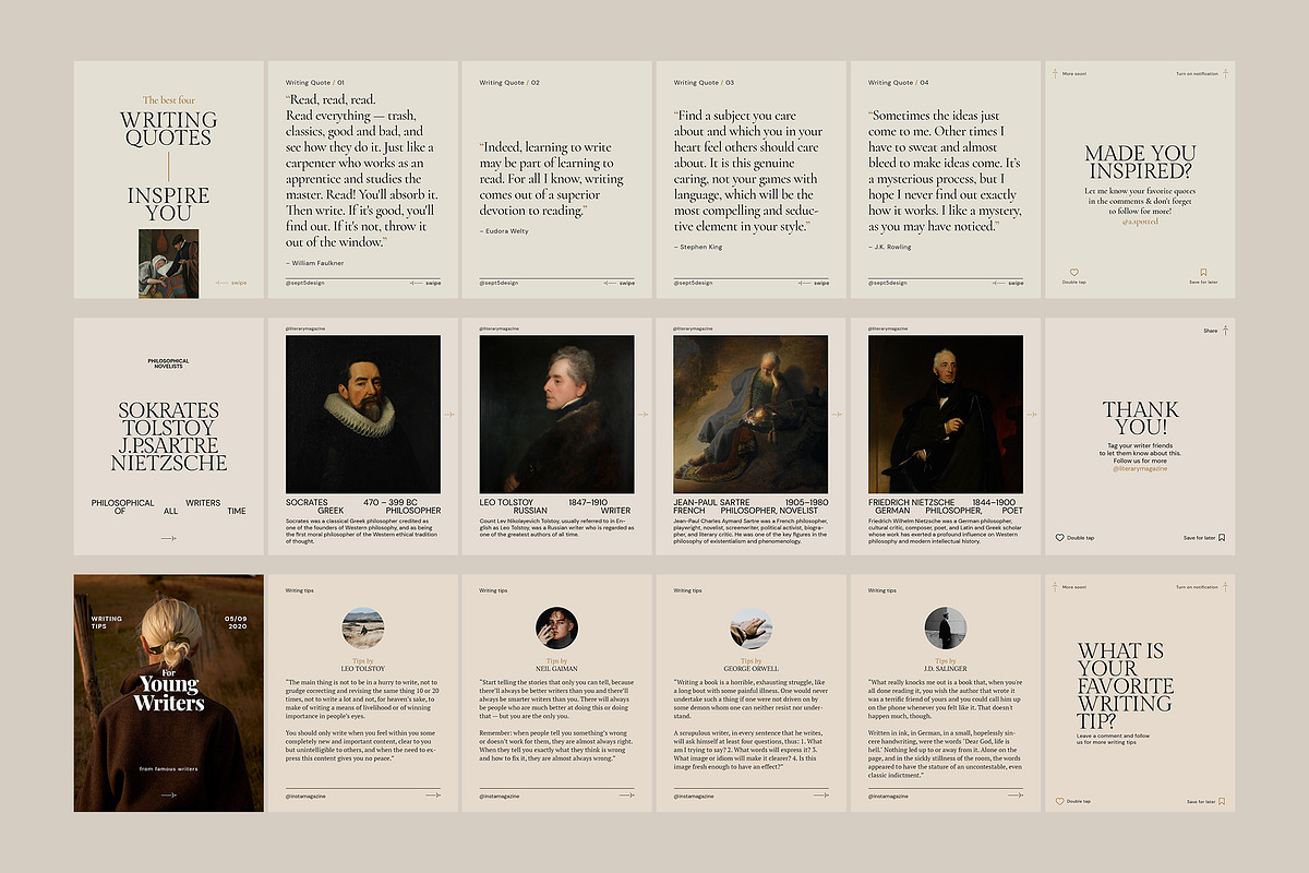 Writers Instagram Carousel Templates, a Social Media Template by September 5th (Photo 9 of 14)