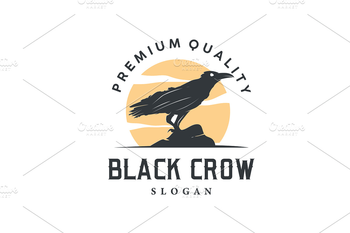 Black crow logo silhouette design, a Branding & Logo Template by Maylianaw28