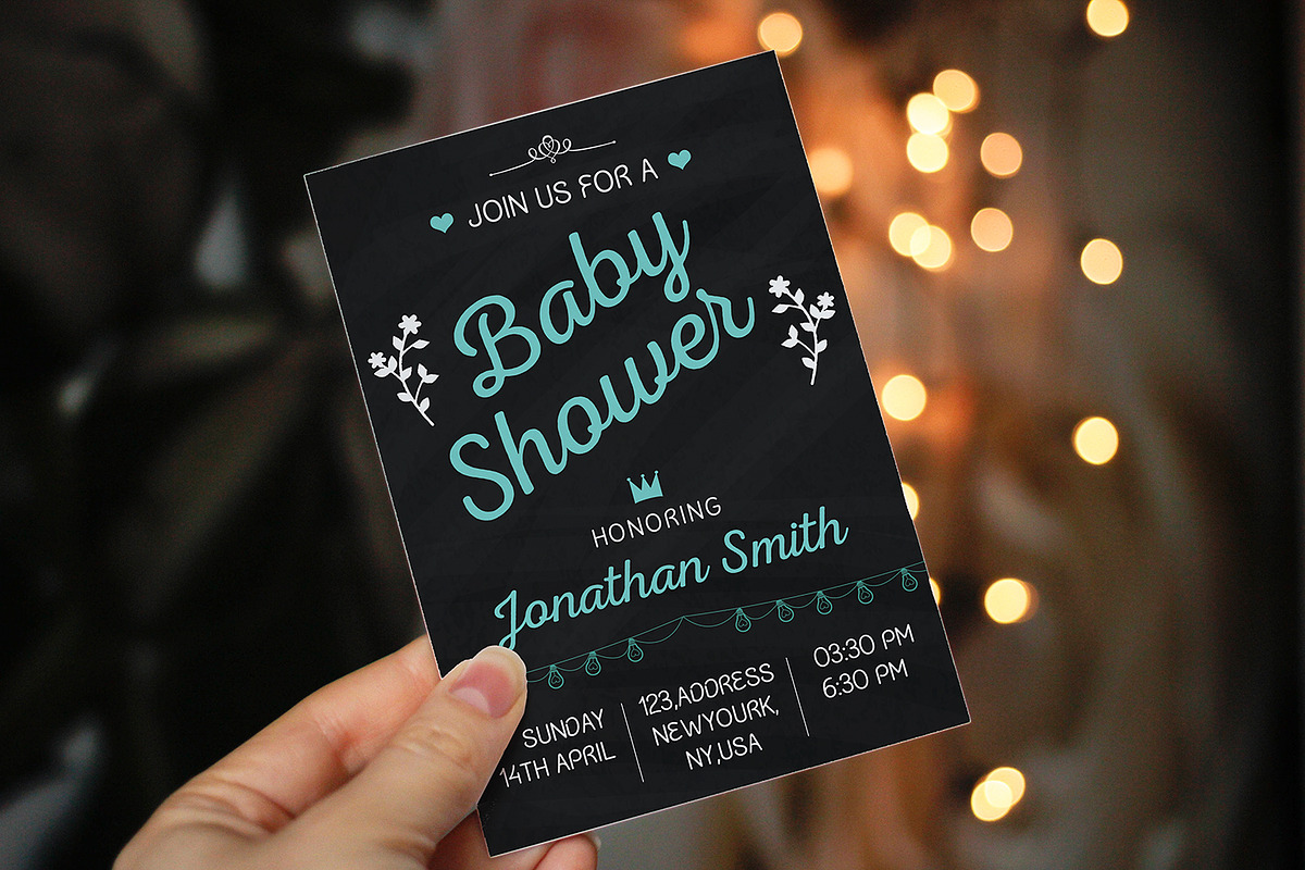 Chalkboard Baby Shower Invitation, an Invitation Template by SmmrDesign (Photo 2 of 3)