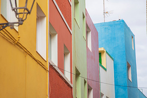 Vertical view of colorful houses in Villajoyosa Spain with blurr, a Photo by Pictures for you!!!!!!!!!