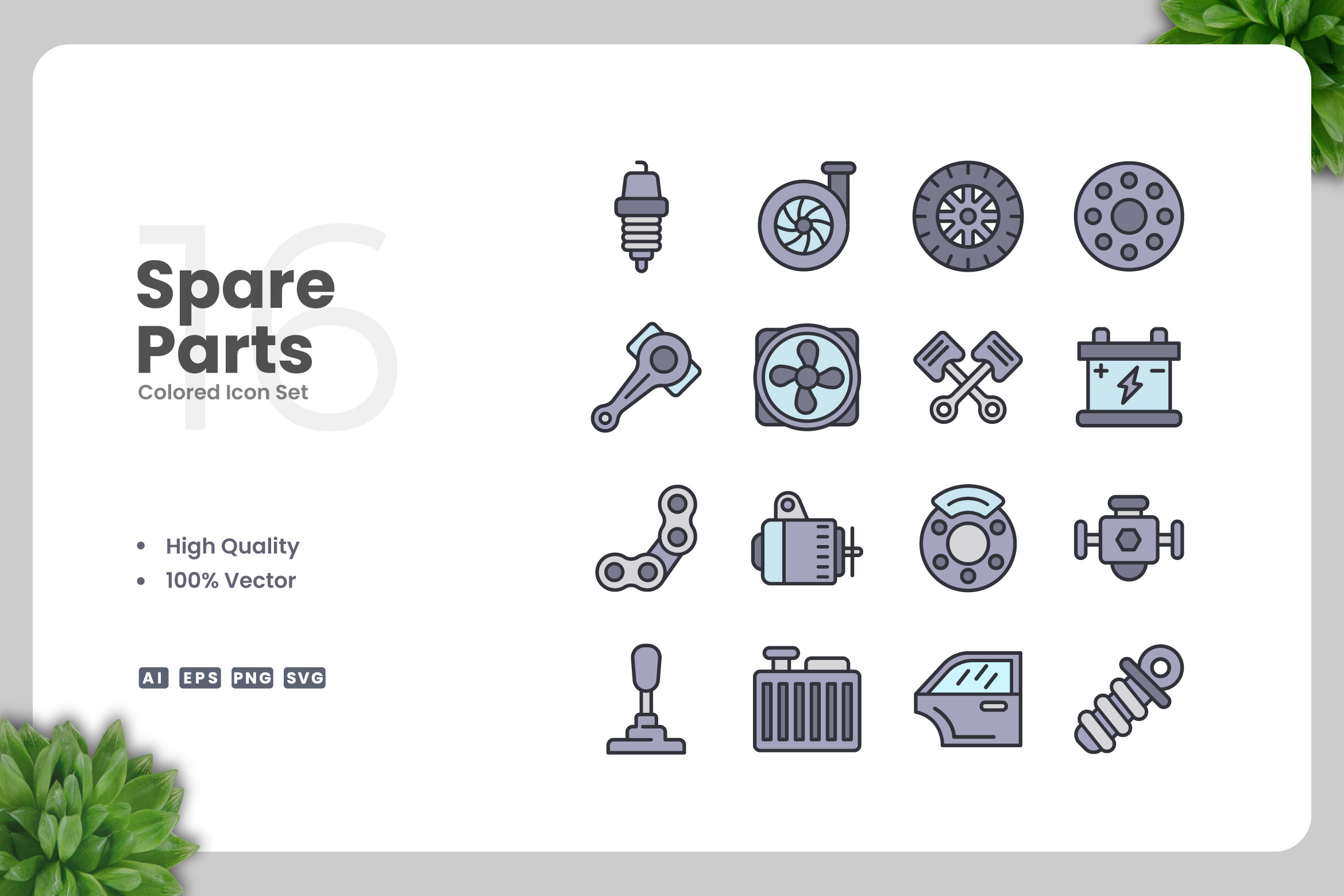 Spare Parts Colored Icons