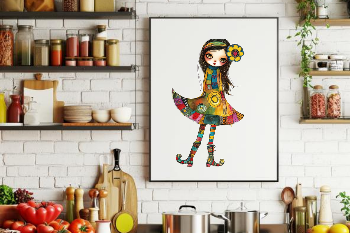 QUIRKY FOLK GIRLS CLIPART SET, a Person Illustration by Daring Digies (Photo 7 of 7)