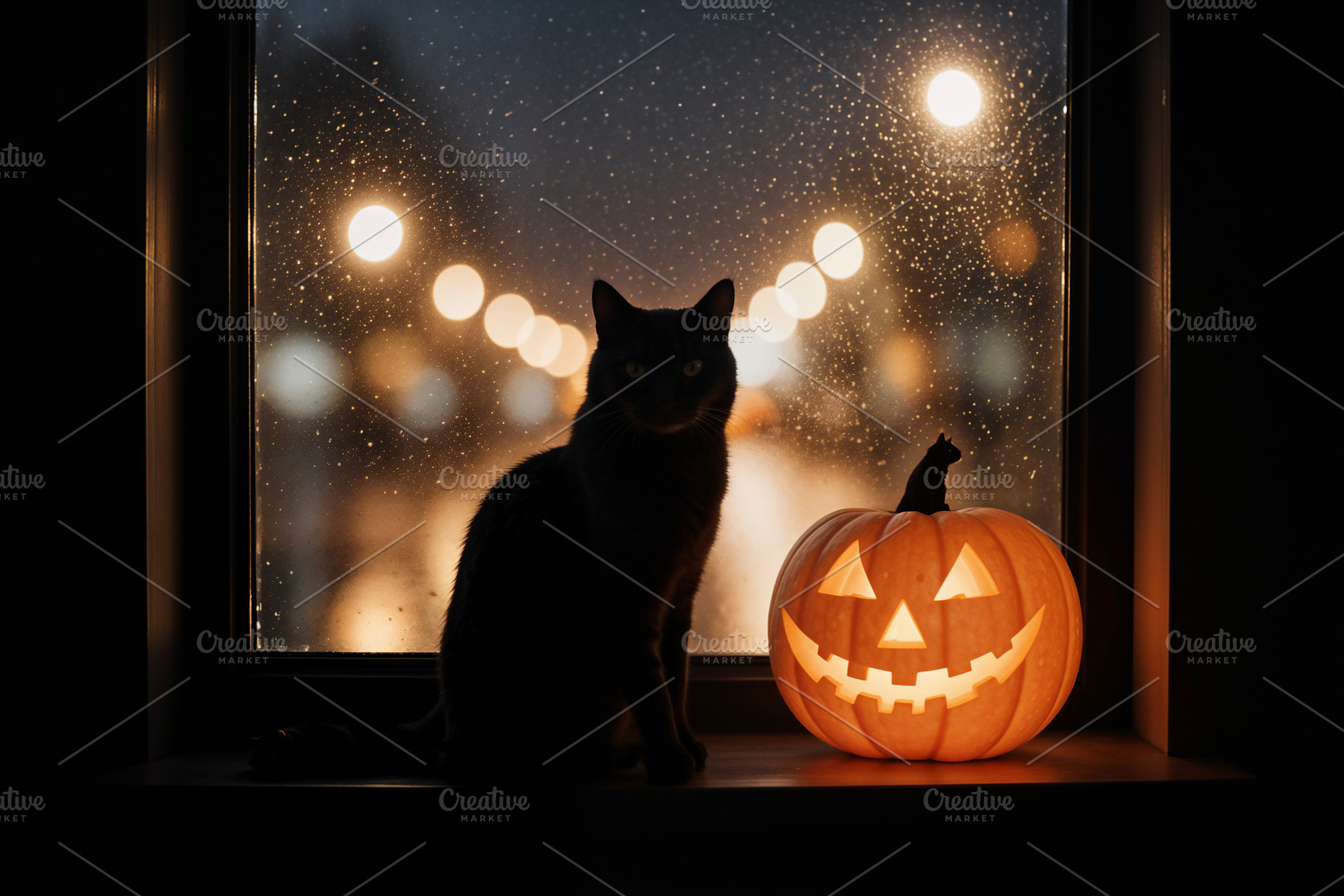 Black cat and Halloween pumpkin, a Photo by rarrarorro