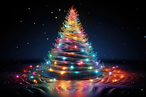 christmas tree made of colored light, a Photo by Iftikhar Alam