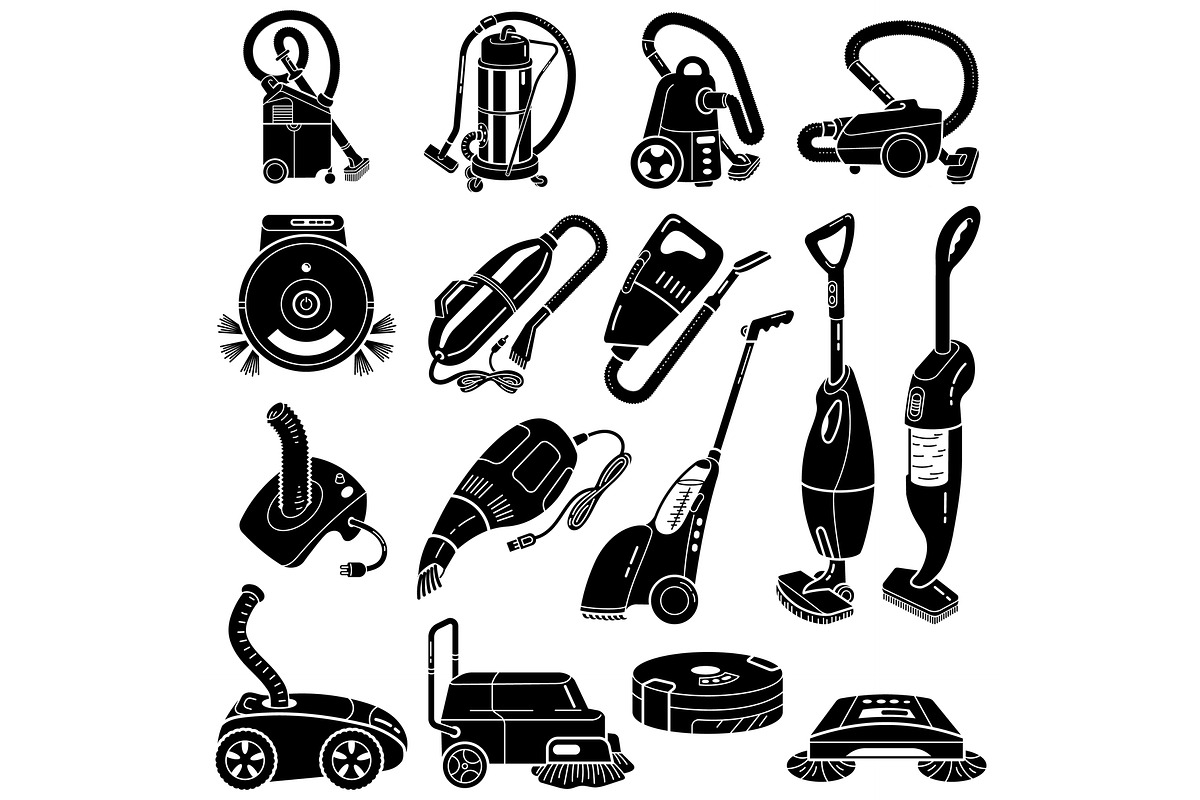 Vacuum cleaner icons set, an Illustration by Ylivdesign