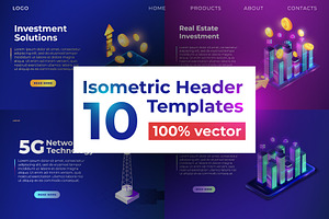 10 Isometric Headers Templates