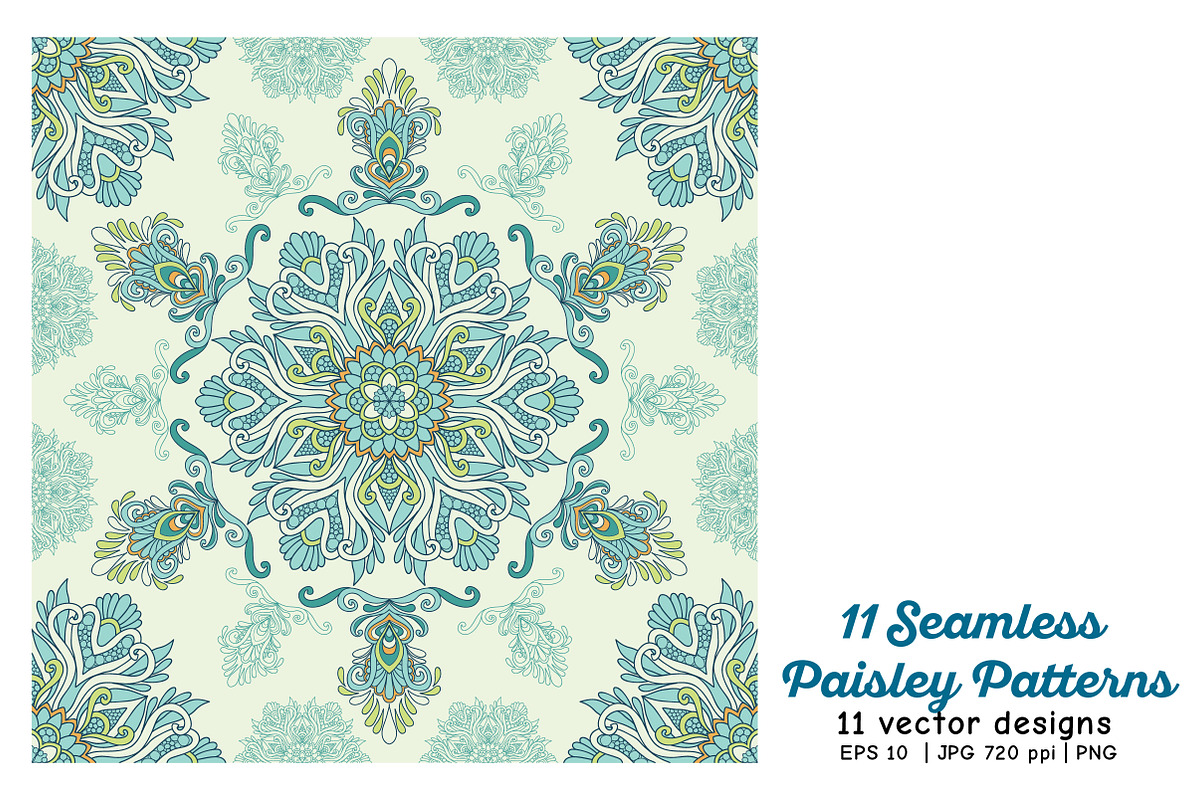 11 Paisley Seamless Patterns, a Pattern Graphic by Elen-Lane (Photo 3 of 5)