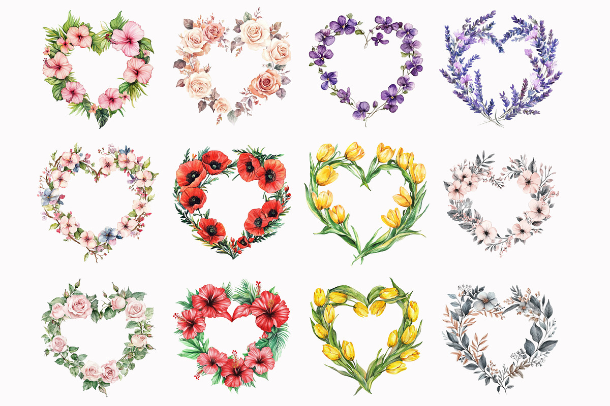 Heart Wreath Wildflowers Clipart, an Illustration by Design Market (Photo 3 of 4)