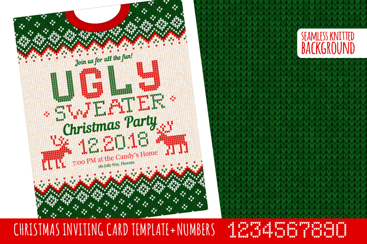 Ugly Sweater Х-mas Party Invite GW, a Card Template by VasilkovS