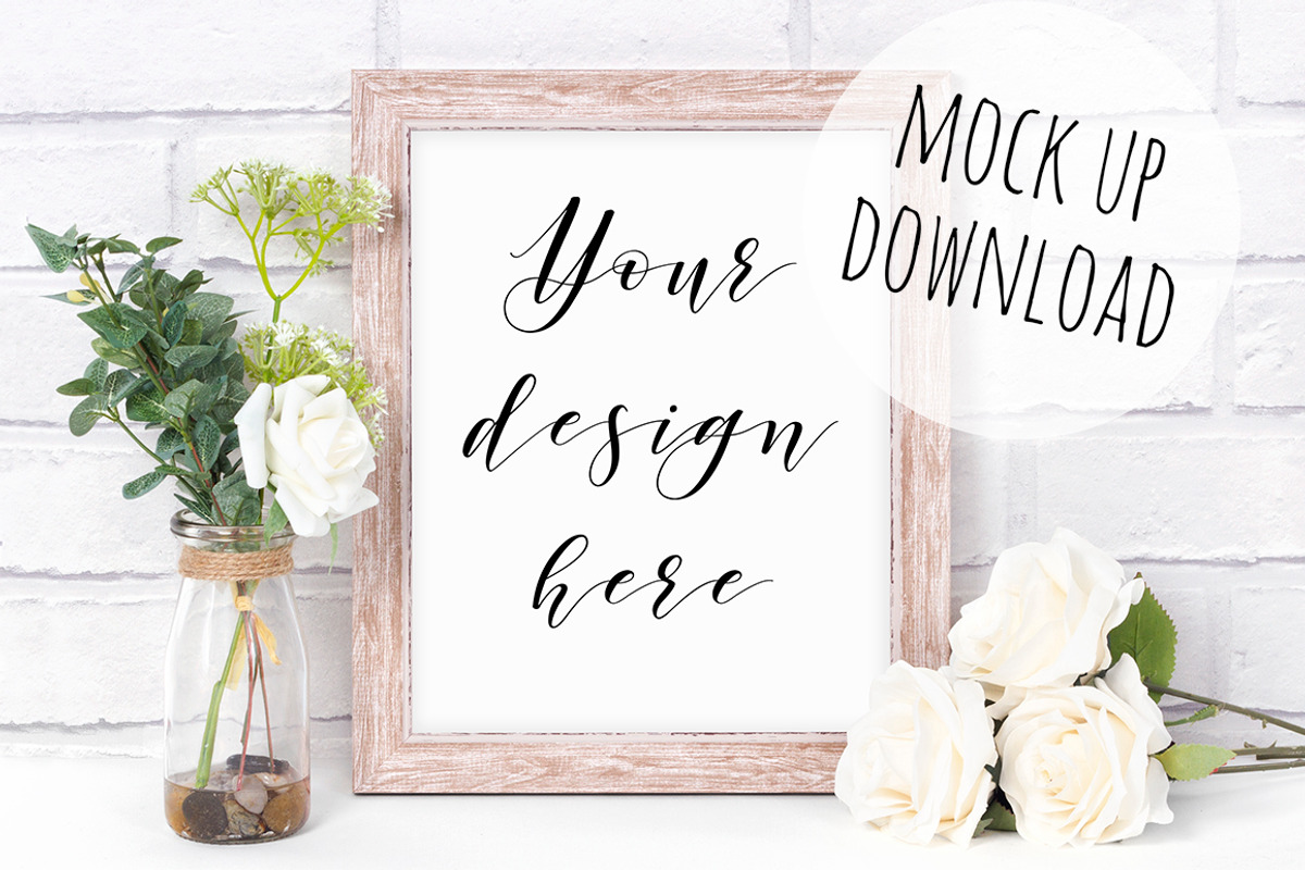 Wooden 8x10 Frame Mockup Scene, a Print Template by Pixomize (Photo 1 of 2)