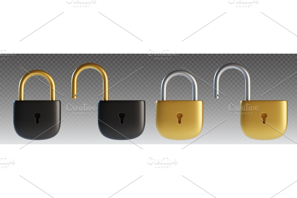 3D lock set with realistic metallic, an Object Illustration by art PVP - market