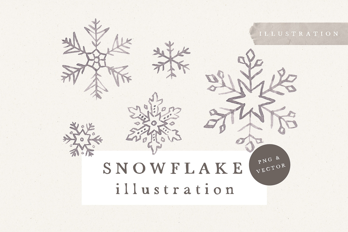 SNOWFLAKES WATERCOLOR PNG + VECTOR, an Illustration by KruthDesign (Photo 1 of 10)