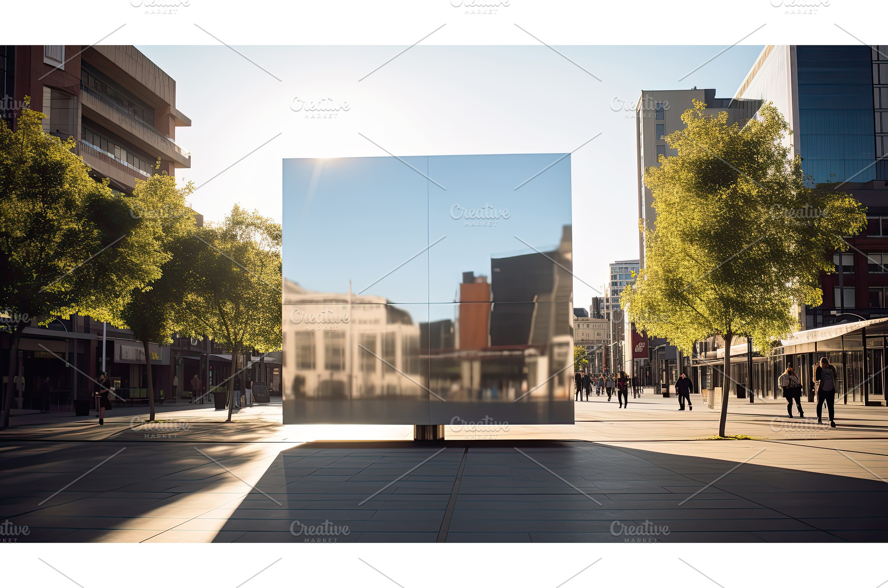 reflection silver square ai, an Architecture Photo by pikepicture