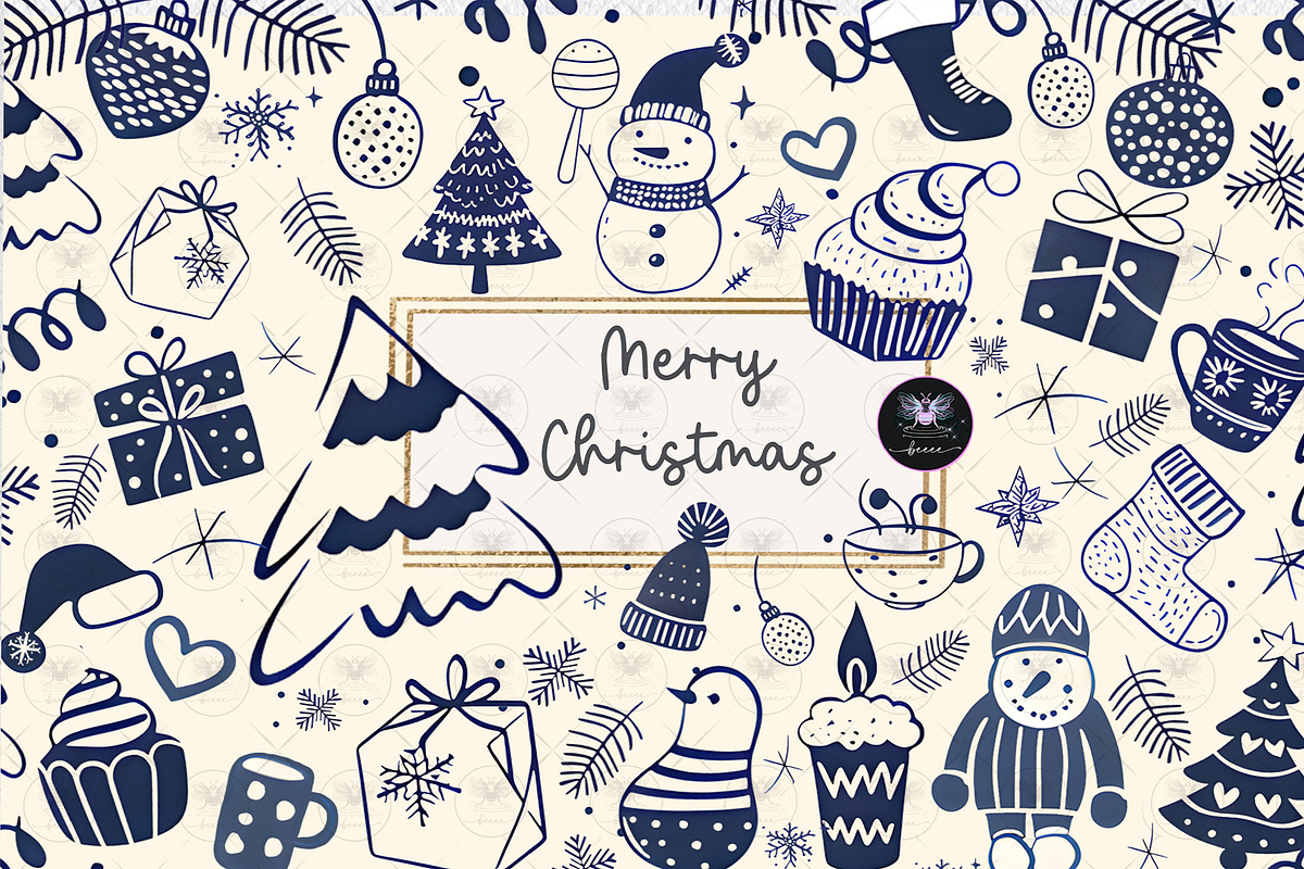Hand Drawn Whimsical Christmas clipa, an Illustration by BigCakeBee (Photo 1 of 4)