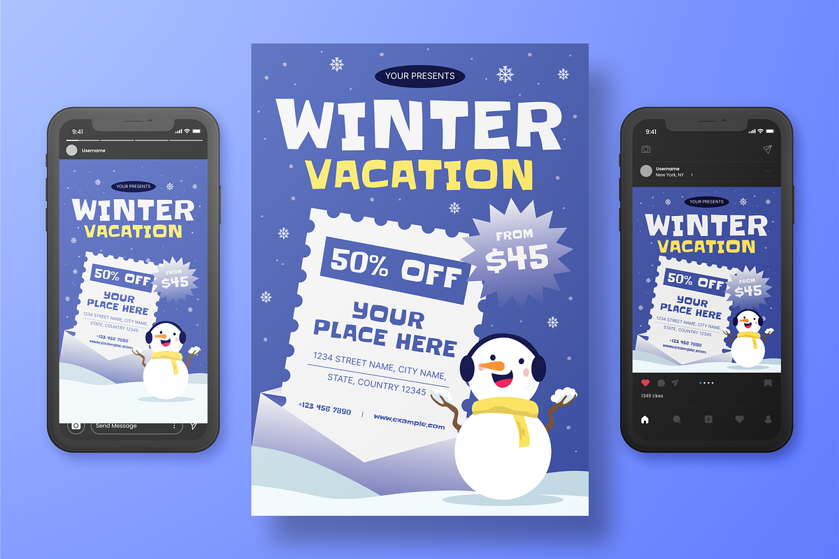 Winter Vacation Flyer Set, a Flyer Template by Annora Studio (Photo 6 of 6)
