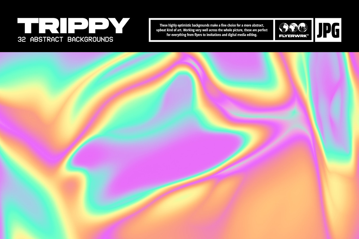 Trippy - 32 Psychedelic Backgrounds, a Texture Graphic by FLYERWRK (Photo 1 of 16)