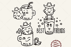 Cowboy Cookie Clipart Funny Milk SVG, a Graphic by TanchaArt