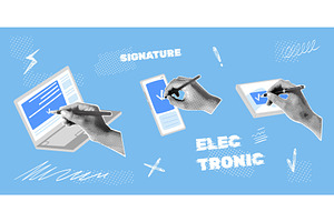 Electronic signature. Realistic hand, a Technology Illustration by Stock-Smart-Start