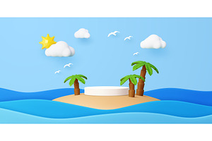 Tropical island podium stage, a Decorative Illustration by Buch&Bee