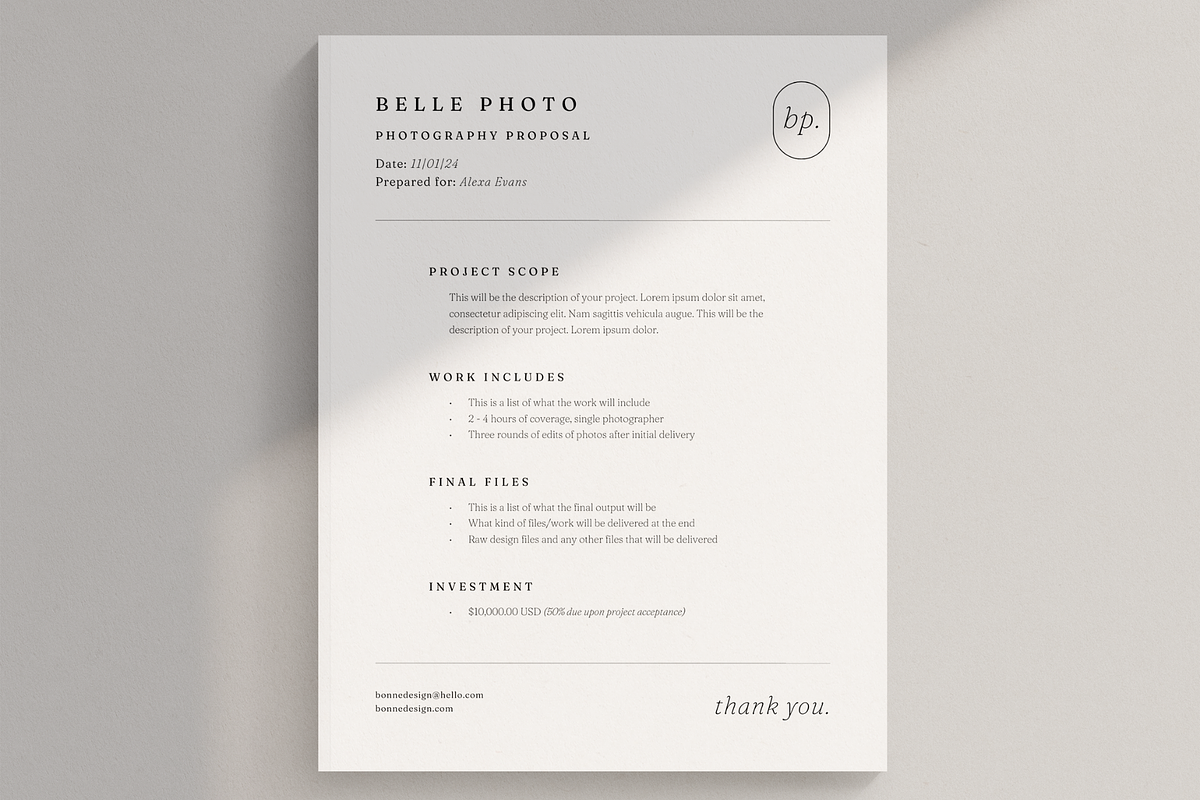 Photography Proposal Template Canva, a Marketing Template by frommakertomaker (Photo 2 of 6)