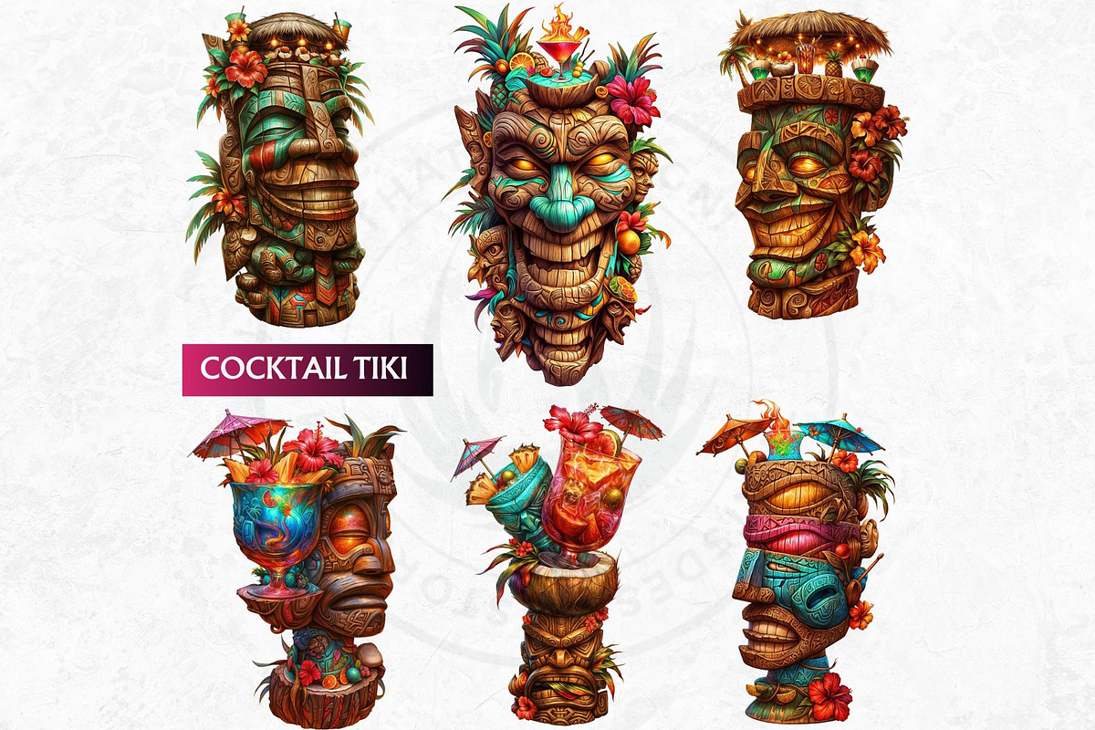 Modern Tiki Totems Clipart Set, a Decorative Illustration by ThatsDesignArt (Photo 8 of 10)