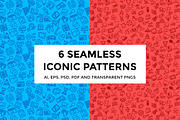 6 Seamless Iconic Patterns, a Pattern Graphic by Creative Stall (Thumbnail 1 of 5)