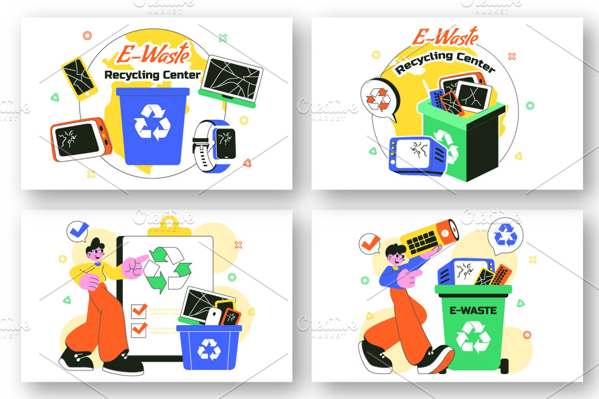 10 E-Waste Recycling Illustration, a Person Illustration by denayunebgt (Photo 3 of 4)