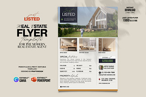 Just Listed Real Estate Flyer, a Flyer Template by Prapti Design