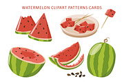 Watermelon Clipart Patterns Cards, a Food Illustration by Vaniuta_Art (Thumbnail 1 of 5)