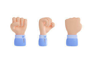 3d Render Hand Fist Front, Side And