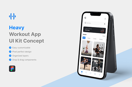 Heavy - Workout App UI Kit, an UI Kit Template by iDoodle Studio