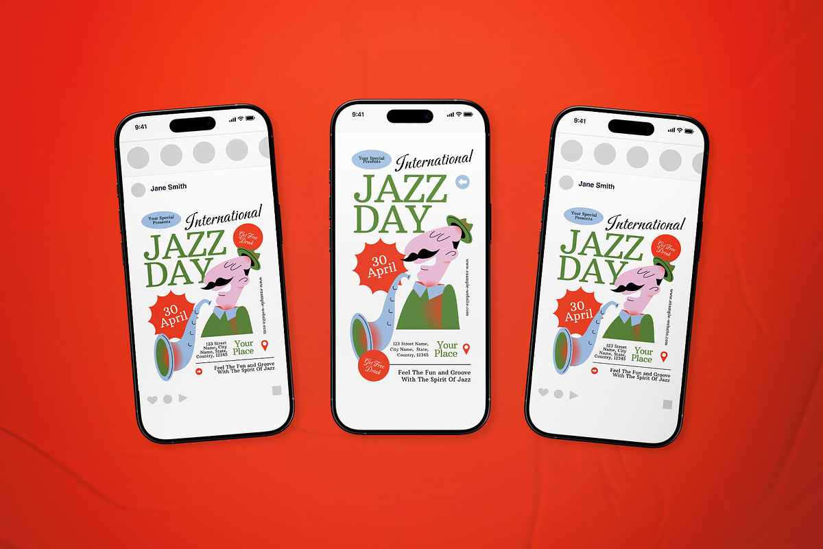 Retro International Jazz Day Flyer, a Flyer Template by The Good Store (Photo 2 of 2)