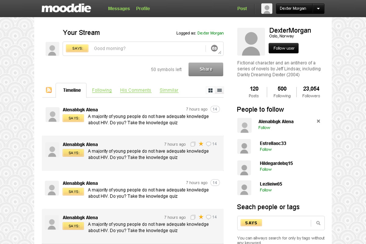 Mooddie - Social Stream Network Int preview 4