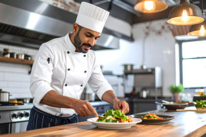Chef Preparing Salad in Restaurant K, a Food & Drink Photo by Stock Shape