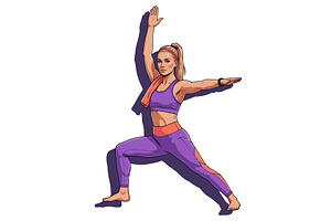 Athletic Woman Practicing Yoga, a Sport Illustration by AlexArt
