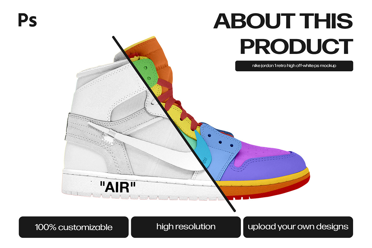 Nike Jordan 1 Retro High Off-White, a Product Mockup by sophiesconcepts (Photo 2 of 2)