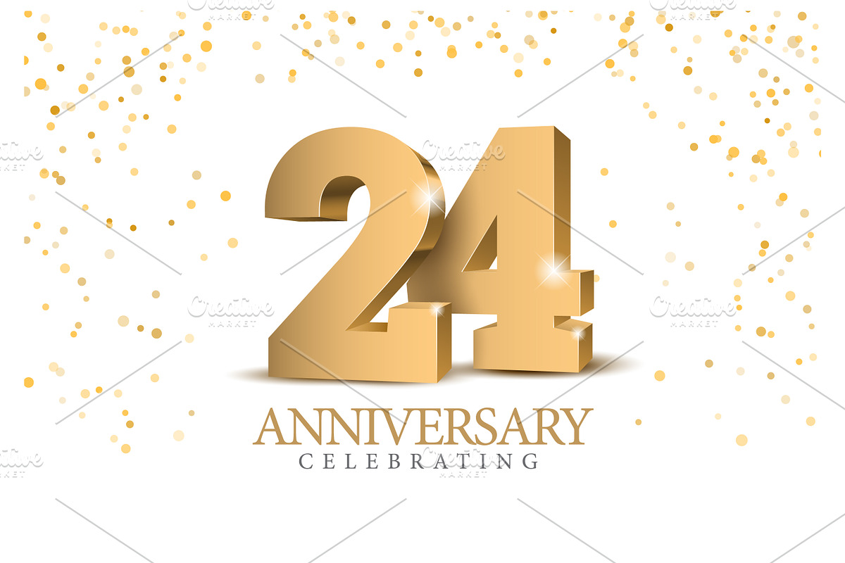 Anniversary 24. Gold card 3d numbers, a Decorative Illustration by Sunny (Photo 2 of 3)