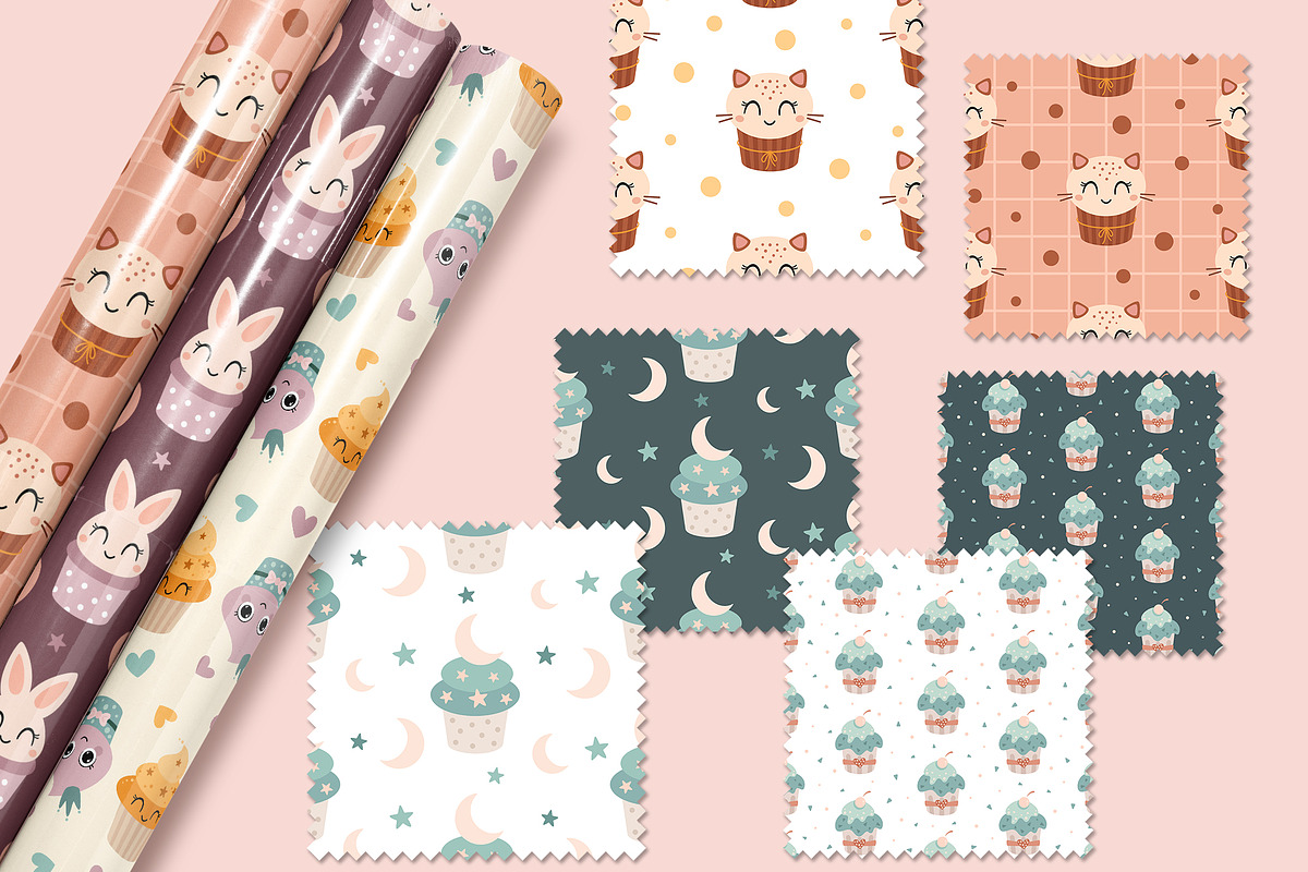 Cupcakes clipart & patterns, a Food Illustration by JulzaArt (Photo 7 of 9)